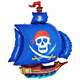 Piratenschiff blau,  Figuren-Folienballon, Form E  ArtKat  F311