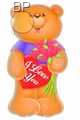 FOBF071-660976E Folienfigurballon Jumbo Shape Love Bear with roses, price per ea