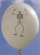 Halloweenballon Ø80cm in Weiß mit Skelett