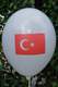 MR100-2312-11H-T  Türkei Flaggenballon Pastel WEISS, Ballone R100 Ø33cm Druck in rot 1seitig bedruckt.