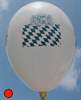 MR100-2312-41H-V-BY5 Ø~33cm Bayern-Flaggenballon mit Rautenmuster 2seien mit Löwenwappen, Ballonfarbe WEISS, Druck mit 4seitigem 1farbigen Aufdruck in Siebdrucktechnik, Ballonstutzen unten.