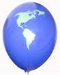 MR100-2999-WEK01 Weltkugelaufdruck Ø~33cm Ballonfarbe nach Angabe, 2seitig unterschiedlich bedruckter Motiv-Luftballon mit Amerika, Asien, Europa, Afrika