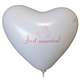 Just Married + Hände 40cm breite Motivherz in WEISS, Druckfarbe rot 2seitig/1farbig bedrucktes Typ H040n extra stark