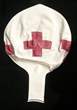 Red Cross Ø 33cm (12inch), First Aid Balloon WHITE with red CROSS 2-sided 1coloured printed, balloon spout at the bottom
