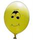 lachendes Gesicht Typ Y09 Ø 33cm (12inch), Balloon YELLOW with black lachendes Gesicht Typ Y09 2-sided 1coloublack printed, balloon spout at the bottom