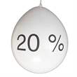 20 %  Ø 33cm (12inch),  MR100-R01-21 WEISS mit Aufdrucki  schwarz, 4seitig 1farbig, Ballon Stutzen unten