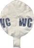 WC Ø 33cm (12inch),  MR100-R01-21 WEISS mit Aufdruck in blau, 2seitig 1farbig, Ballon Stutzen unten