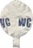 WC Ø 33cm (12inch), Balloon WHITE with blue WC 2-sided 1coloublue printed, balloon spout at the bottom