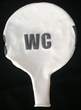 WC Ø 33cm (12inch), Balloon WHITE with blue WC 2-sided 1coloublue printed, balloon spout at the bottom