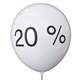 20 %  Ballons mit 33cm  Durchmesser, Aufdruckmit 20 %  in schwarz, 2 bzw 4seitig 1farbig bedruckt, BallonStutzen unten.