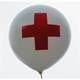 Rotes Kreuz Ballons mit 33cm/55cm/80cm/100cm/120cm/165cm/210cm  Durchmesser, Erste Hilfe in WEISS mit roten KREUZ, 2 bzw 3seitig 1farbig bedruckt, Ballonstutzen unten.