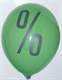 % Ballons mit 33cm/55cm/80cm/100cm/120cm/165cm/210cm  Durchmesser, Ballone in WEISS mit % in schwarz, 2 bzw 3seitig 1farbig bedruckt, BallonStutzen unten.