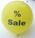 black % Sale Ø 100cm (40inch), % Sale Balloon WHITE with black % Sale 3-sided 1coloublack printed, balloon spout at the bottom