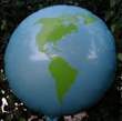 Weltkugel Ø 210cm (84inch),  MR650-21V-WEK01 extra starker Riesen-Motivluftballon DUNKELBLAU mit Weltkontinente Europa-Asien-Amerika, Afrika Aufdruck in grün, 2seitig 1farbig unterschiedlich bedruckt, Stutzen unten