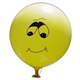 lachendes Gesicht Typ Y09 Ø 40cm (16inch), Balloon YELLOW with black lachendes Gesicht Typ Y09 2-sided 1coloublack printed, balloon spout at the bottom