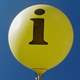 I = Info Ø 40cm (16inch), Balloon YELLOW with black I = Info 2-sided 1coloublack printed, balloon spout at the bottom