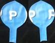 P = PARKEN Ø 165cm (66inch), Balloon BLUE with white P = PARKEN 3-sided 1colour blue printed, balloon spout at the bottom