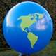 Worldball Ø 60cm (24inch), MR150-21V DARK BLUE with continent imprint in green, 2-sided 1colour different imprinted, lower cut out
