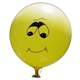 lachendes Gesicht Typ Y09 Ø 80cm (32inch), Balloon yellow with black lachendes Gesicht Typ Y09 2-sided 1coloublack printed, balloon spout at the bottom