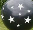 STERNE BALLON Ø 80cm -  DUNKELBLAU, 5seitig gleich bedruckt MR225-51 Riesen Motivballon  mit Sterne rundum, Ballonstutzen unten