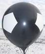 FUSSBALL Ballons mit Ø50cm - 80cm -100cm - 120cm - 165cm -210cm  Durchmesser, Aufdruck mit FUSSBALL SP03 in schwarz, 5seitig 1farbig bedruckt, BallonStutzen unten.
