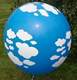 WOLKEN BALLON Ø 35cm (14inch), SCHWARZ 5seitig 1farbig standard bedruckter Motivballon  mit WOLKEN rundum MR100R-51, Ballonstutzen unten