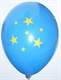 STERNE BALLON Ø 35cm (14inch), BLAU 5seitig 1farbig standard bedruckter Motivballon  mit Sterne rundum MR100R-51, Ballonstutzen unten